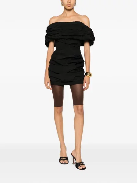 Rochie mini Magda Butrym cu volane cu umerii deschiși negru