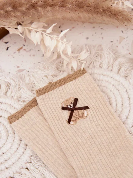 Плюшено мече чорапи Aura.via бежово