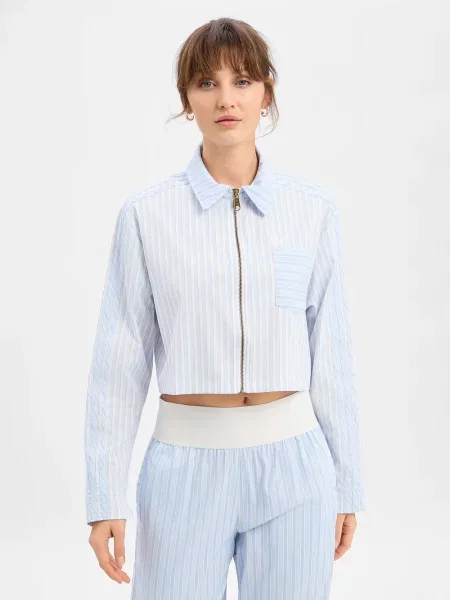 Adidas Originals kurtka koszulowa Kobiety niebieski|biały w S biała