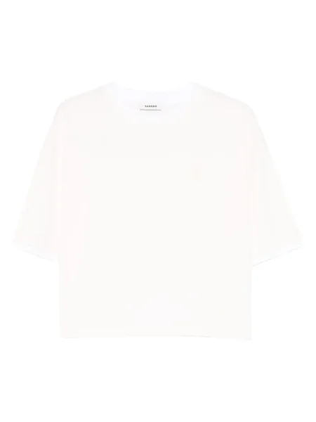 Tricou Sandro cu broderie roz