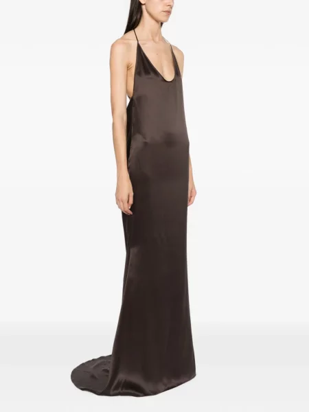 Rochie maxi Tom Ford din satin cu gât halter maro