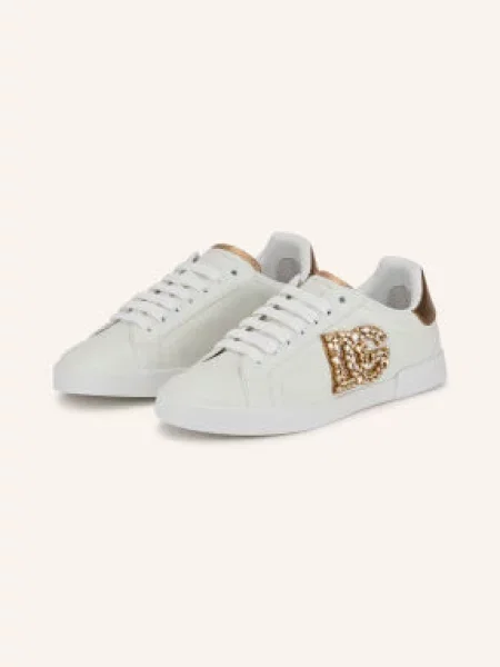 Dolce & Gabbana Sneakersy S Ozdobnými Kamínky / zlatá bílá