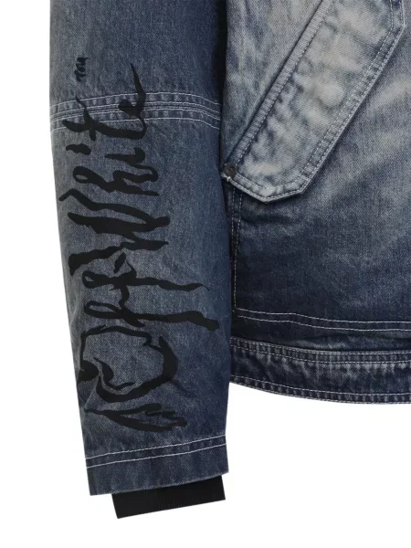 Geacă de blugi Off-white cu glugă alb