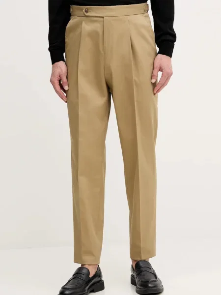 BOSS pantaloni bărbați croială chinos verde