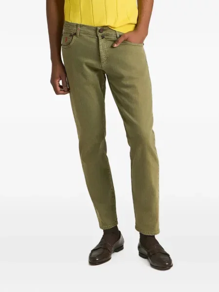 Cu centură blugi Kiton cu 5 buzunare verde