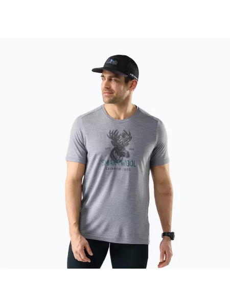 Tricou pentru bărbați Smartwool Moose Mode Active Graphic Tee SS light gray heather gri