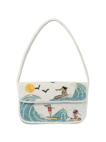 Geantă Staud cu mărgele alb