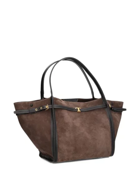 Geantă shopper Tod's din piele de căprioară maro