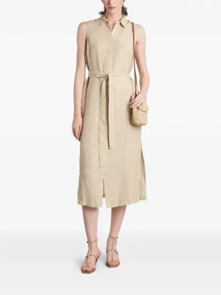 Cu centură rochie midi 120% Lino fără mâneci