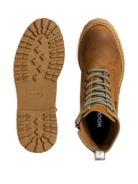 Botine Woolrich cu șireturi cu platformă din dantelă maro