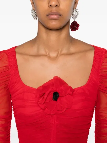 Rochie maxi Blumarine cu volane lungă de costum roșu