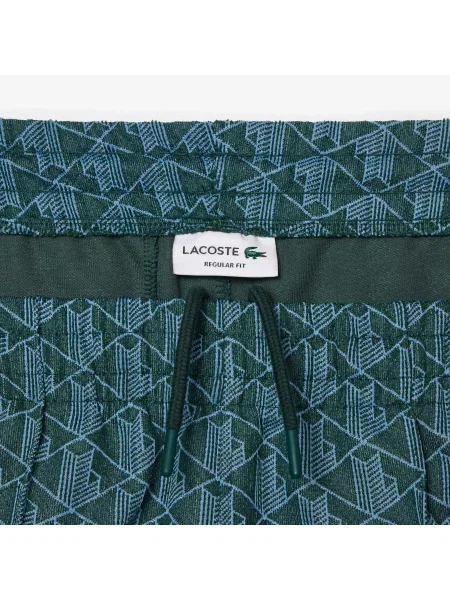Lacoste Spodnie Dresowe Żakardowe Z Monogramem Paris zielone