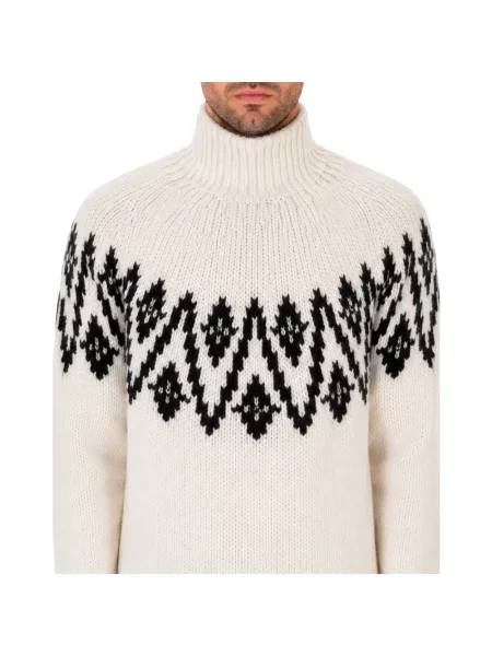 Sweter z golfem Dondup wełniany biały