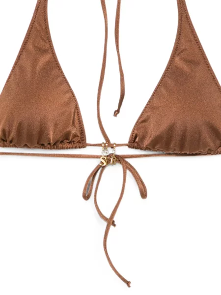Bikini Mc2 Saint Barth cu gât halter cu autograf maro