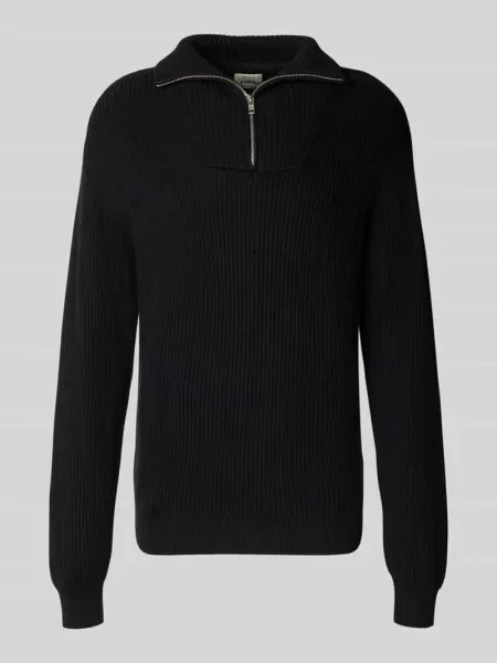 Bluza z kołnierzem i prążkowanymi wykończeniami model ‘RIVER’ Redefined Rebel czarna