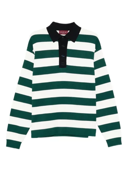 Tricou polo Gucci cu dungi verde