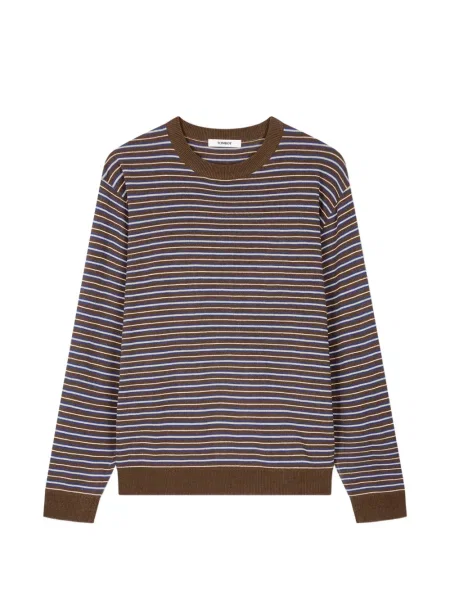 Pulover Tomboy cu dungi cu decolteu rotund maro