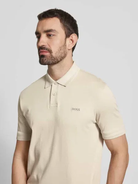 Koszulka polo o kroju regular fit z wyhaftowanym logo model ‘Interlock’ Boss Orange beżowa