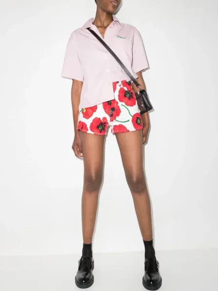 Pantaloni scurți Kenzo cu imagine alb