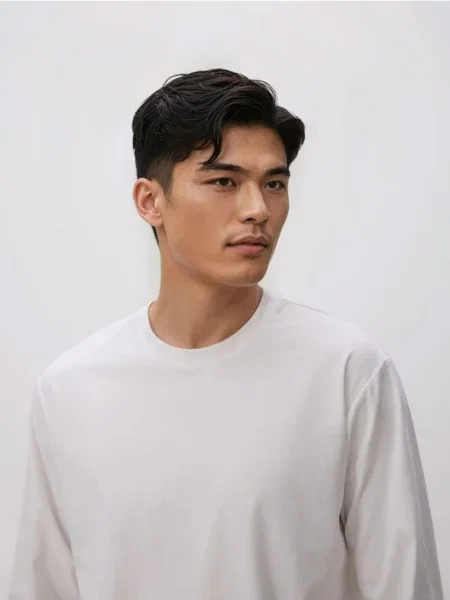 Reserved Tricou cu mânecă lungă din amestec de alb