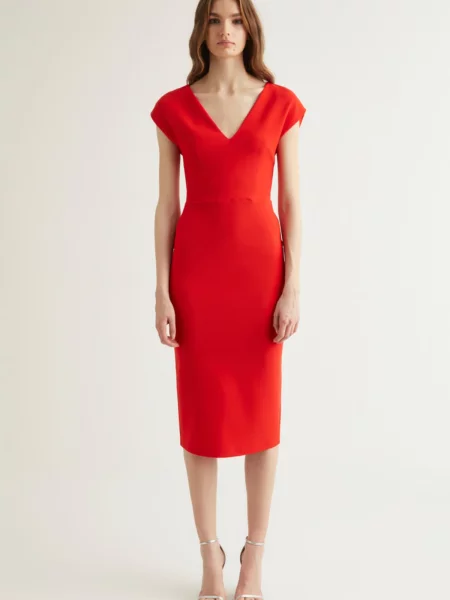 Rochie Trendyol cu decolteu în V roșu