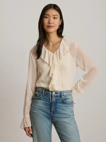 Lauren Ralph Lauren Blúzka žltohnedá béžová