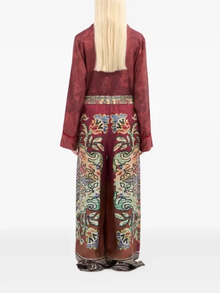 Pantaloni Pierre-louis Mascia de mătase cu model floral violet
