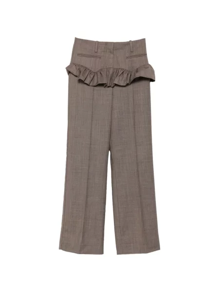 Pantaloni Ganni cu volane melange maro