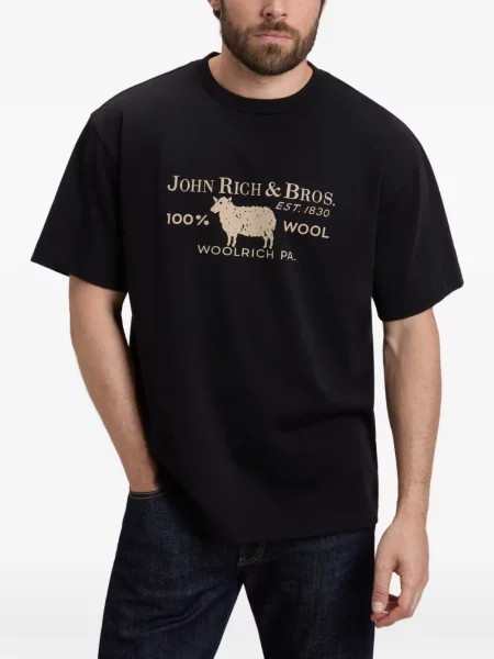 Tricou Woolrich cu imagine din jerseu negru