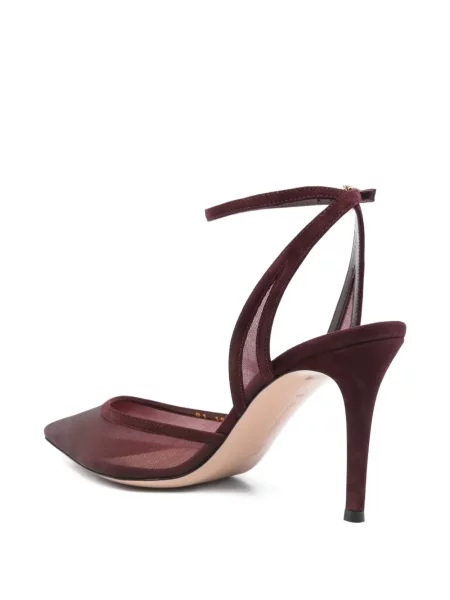 Pantofi cu toc Gianvito Rossi din piele de căprioară roșu
