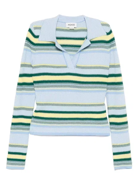 Top Monse w paski żakardowy niebieski