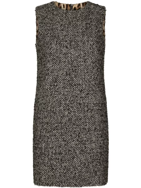Kostiumas suknelė be rankovių Dolce & Gabbana be rankovių tvido pilka