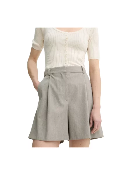 By Malene Birger szorty POVILLE gładkie high waist beżowy