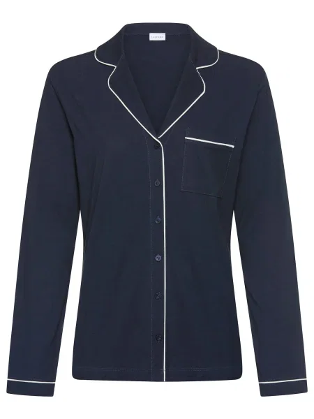 LASCANA Bluză de noapte bleumarin alb