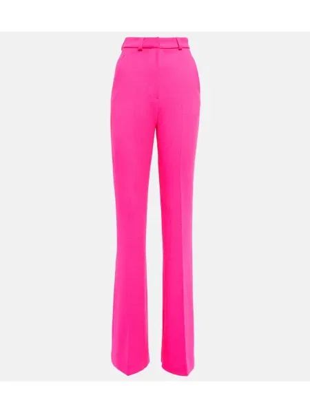 Pantaloni David Koma cu talie înaltă de lână roz