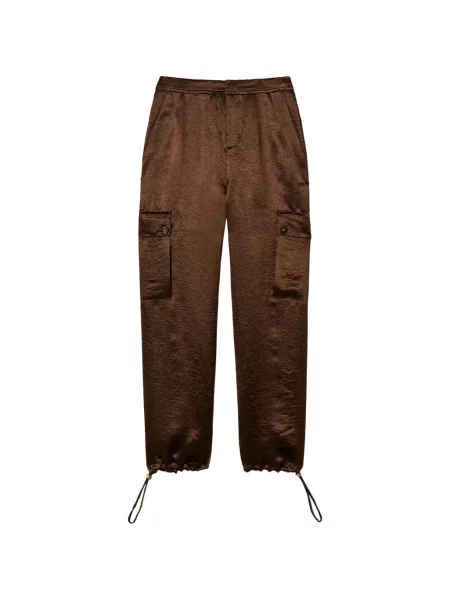 Pantaloni cargo Twinset din satin maro