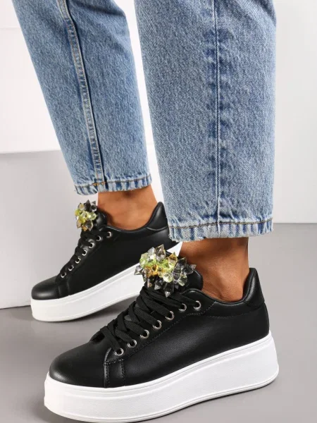 Sneakers cu Cristale Colorate pe Platformă Dolapse negri