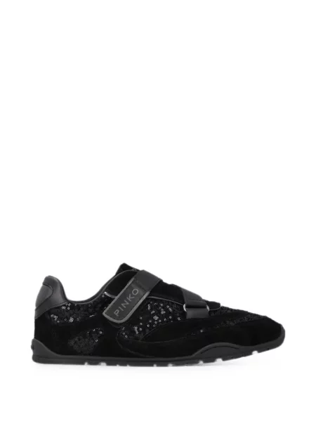 Sneakerși Pinko cu paiete cu bretele negru
