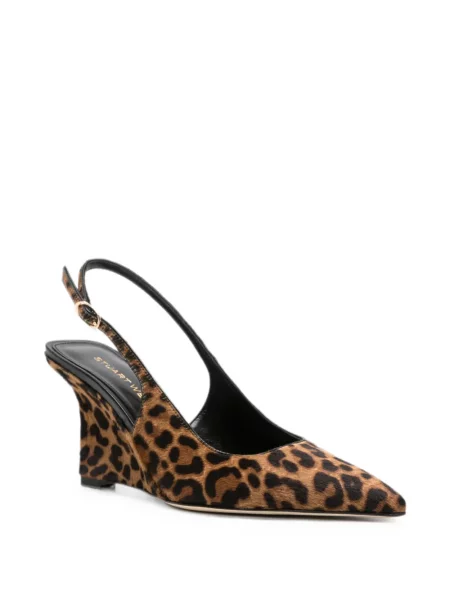 Pantofi cu toc Stuart Weitzman cu pană cu imagine cu model leopard maro
