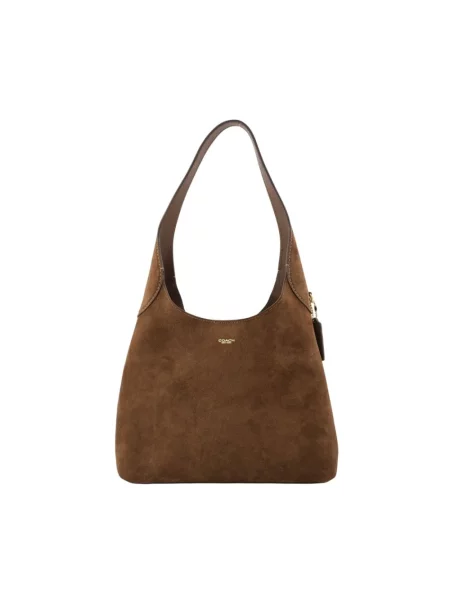 Coach torebka zamszowa Brooklyn Shoulder Bag 28 brązowa