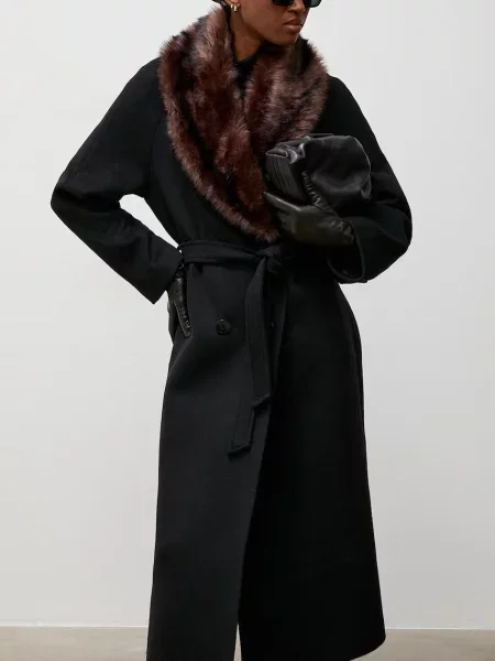 Answear.LAB palton reversibil pentru femei cu lână negru