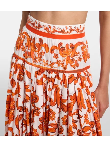 Fustă midi Dolce&gabbana din poplin portocaliu