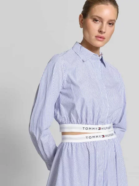 Bluzka koszulowa o kroju regular fit z czystej bawełny ekologicznej Tommy Hilfiger biała
