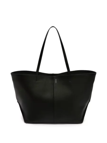 Kožená shopper kabelka Jil Sander s autogramem černá