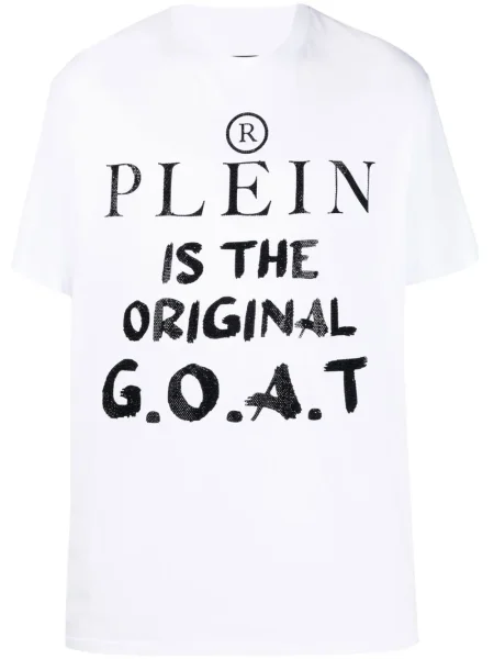 Tricou Philipp Plein cu imagine scurt alb