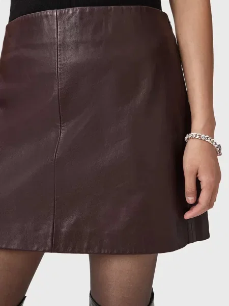 Кожаная юбка Allsaints черная