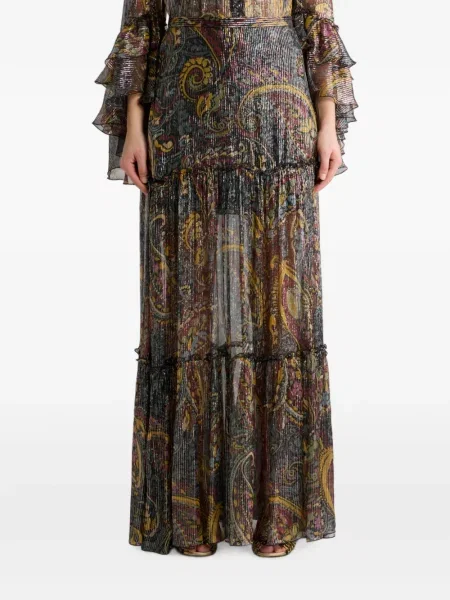 Fusta maxi Etro de mătase cu dungi negru