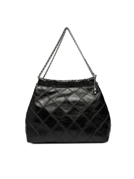 Дамска чанта Tory Burch Fleming Soft Distressed Hobo Bag черен