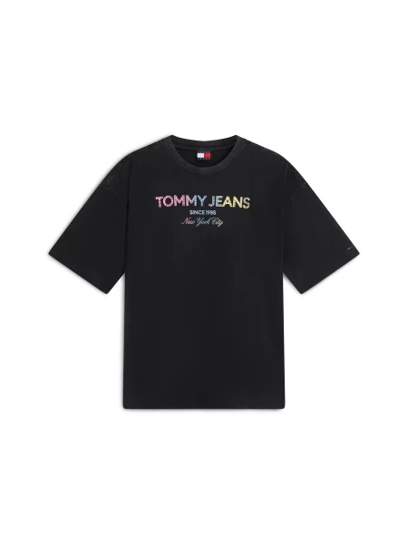 Tommy Jeans Tricou albastru deschis / galben pastel / roz negru