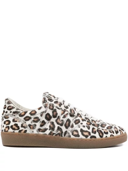 Sneakerși Msgm din piele cu imagine cu model leopard